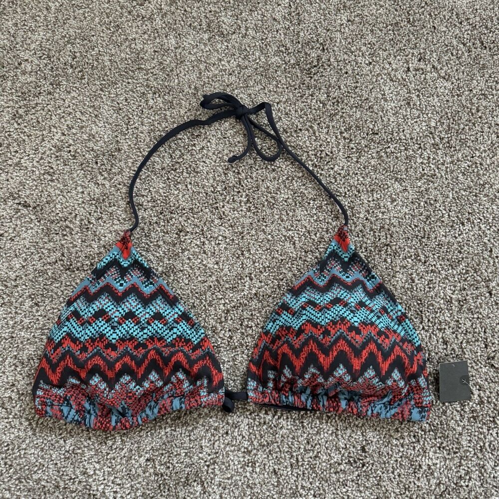 Mossimo Chevron Aztec Print Triangle Halter Bikini Top Multicolor Size XL New